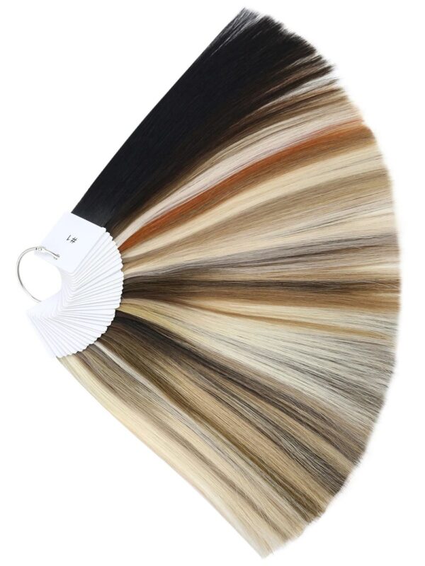 V Light Raw Virgin Human Bulk Hair Salon Swatch Colour Ring - 35 Shades